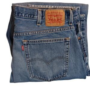 Levis 560 Jeans Mens 38X37 Blue Fade Stressed‎ Mended Loose Straight Grunge
